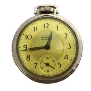 WESTCLOX Pocket Ben vintage analog wind up pocket watch approx 1 7/8" across USA